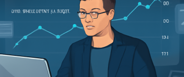 Klokke med futuristisk design, glødende blått lys og digitale elementer i et mørkt rom.